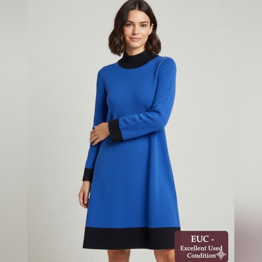 Boden Blue and Black Long Sleeve Dress